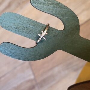 Silver Tone Dainty Sea Star Starfish Letter K Ring, Size 6